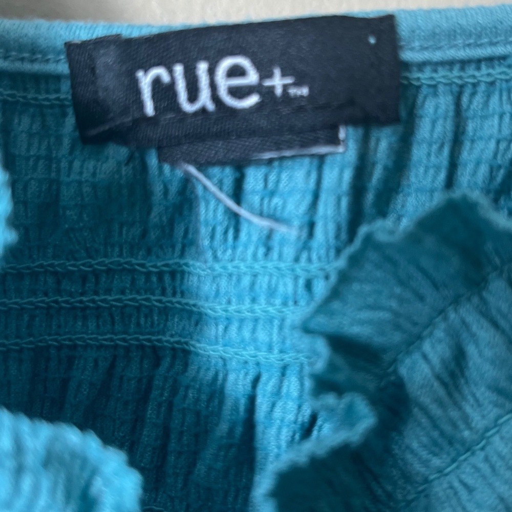 Rue Plus Size Blue Smocked Ruched Cami Top Y2K Cottagecore Boho Size 1X - Picture 3 of 6